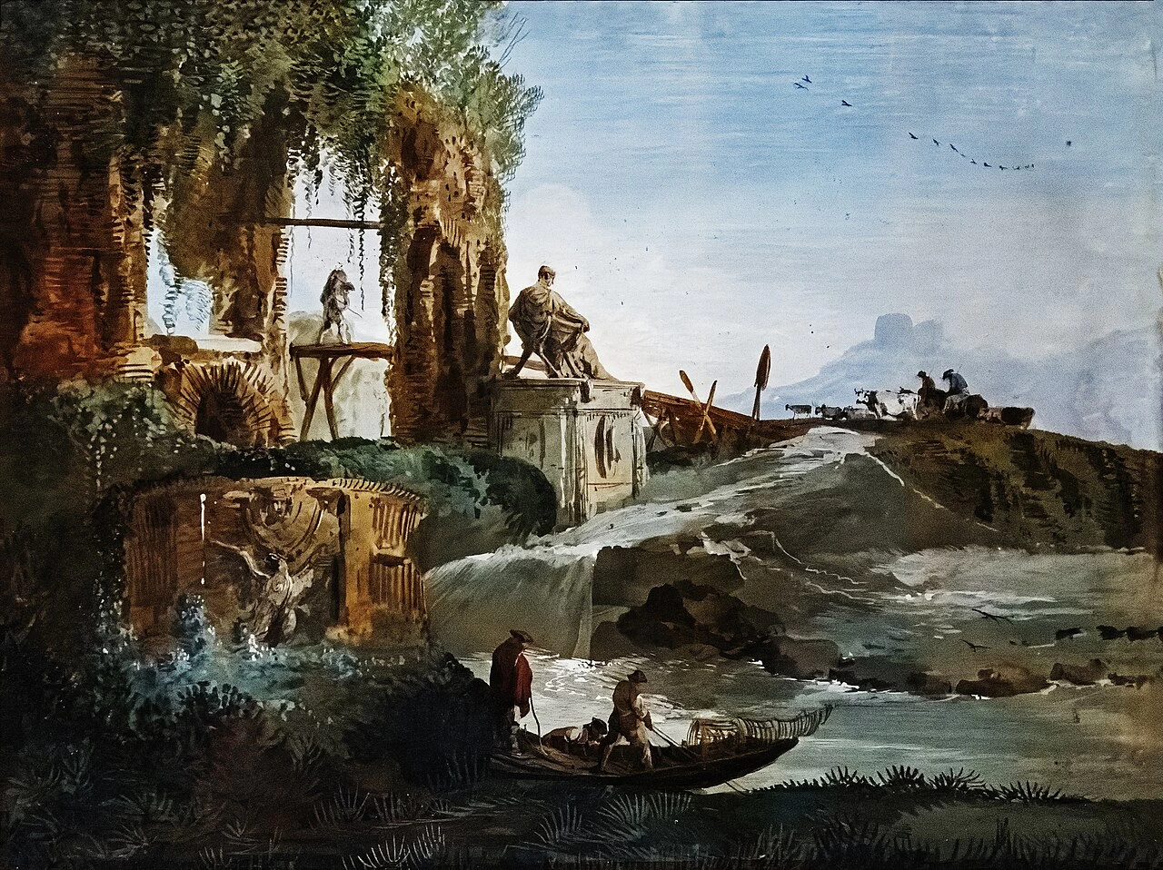 Paesaggio con cascatella e monumento antico - Ca' Rezzonico, Dorsoduro, Venezia